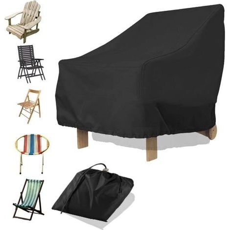 Waterproof 210D black outdoor garden chair cover – 89 x 97 x 79 cm, with drawstring and storage bag