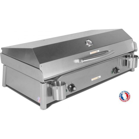 Plancha électrique 3600W – Surface de cuisson 86 x 40 cm – Couvercle inox avec thermomètre – 2 zones indépendantes – Fabrication française
