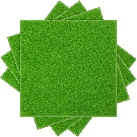 Lot de 4 pelouses artificielles décoratives - 20 x 20 cm - Gazon artificiel miniature pour bricolage miniature pelouse miniature jardin ornement modélisme pelouse fausse herbe décor pour (1/5)