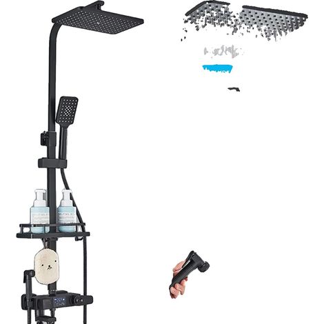 Duscharmatur-Set, selbstthermische Regelung, LED-Temperaturanzeige, schwarz (1/2)