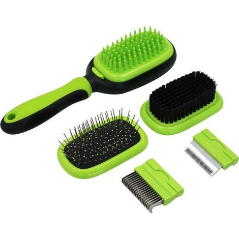 Brosse de toilettage 5 en 1 pour chiens et chats, combine démêloir, brosse à sous-poil, peigne fin, masseur et grattoir (1/4)