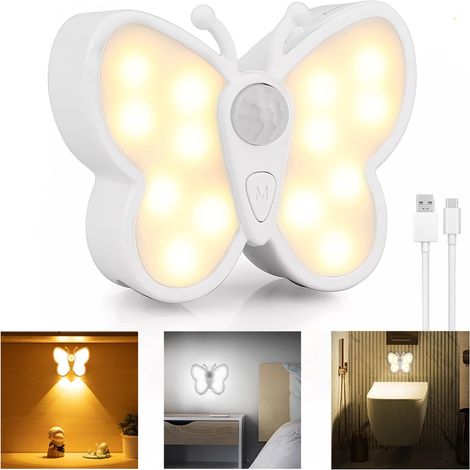 Luce notturna con rilevatore di movimento, luce da parete portatile ricaricabile tramite USB, luce notturna wireless, lampada da parete dimmerabile per corridoio, cucina, scale, guardaroba, illuminazi