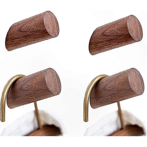 Rustikale Wandhaken aus Holz, 4er-Set, robuste Handtuch- und Kleiderstange Dekorative Haken für Hüte, Kleider und Mäntel Stabile Wandmontage (1/3)
