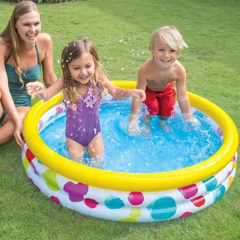Piscine Gonflable Pour Enfants 3 Boucles 114 X 25 Cm Terrasse Jardin 132 Lt (1/4)