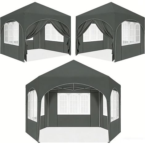 2er-Set  fahrradgarage Gerätehaus 187x100x160 cm, Gartenschuppen Garagenzelt Lagerzelt, Dunkelgrau