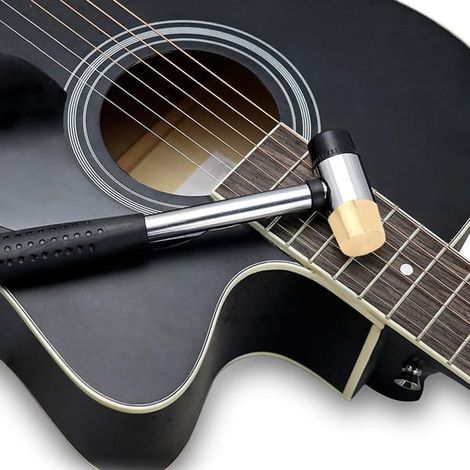 Marteau de luthier pour guitare, noir et or, en plastique/métal, tête en laiton UHMW, largeur 78 mm, manche 233 mm, longueur 263 mm, poids 378 g, 1 pièce, pour basse, mandoline, ukulélé (1/5)