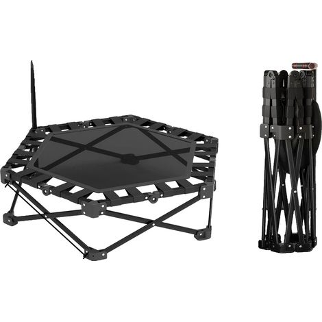 Trampoline de fitness, barre de guidage réglable, grande capacité de poids, noir (1/2)