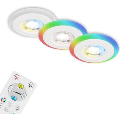LED Einbauleuchten CCT RGB-Lichtring Fernbedienung dimmbar IP44 weiß Briloner