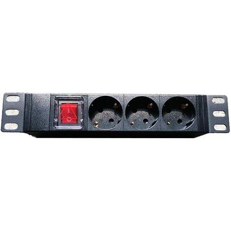 Regleta de enchufes rack 10 de 3 schuko con interruptor  Negro