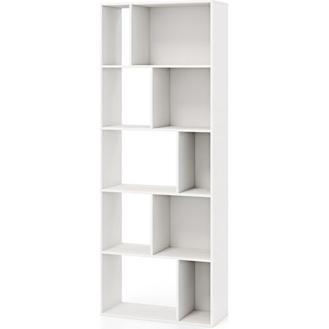 5 stufiges bucherregal mit 10 fachern freistehender raumteiler holzregal offenes regal