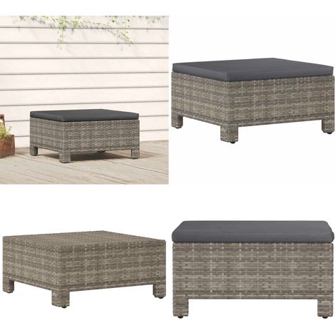 Repose-pied de jardin avec coussin Gris Résine tressée - Chaise De Jardin - Fauteuil De Jardin - Salon De Jardin - Meubles De Jardin - Résine Tressée - Home & Living (1/5)