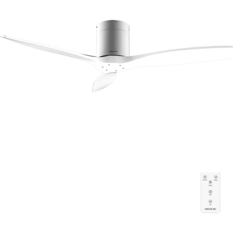 Cecotec Ventilador de Techo con Mando a Distancia de 52" EnergySilence Aero 5400 Classic Iron&White. Motor DC 40W, 3 Aspas