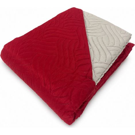 ART Couvre-lit matelassé bicolore en microfibre Manopesca Printemps Été Cm. 250x250 Bordeaux