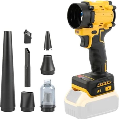 Souffleur à poussière sans fil pour Dewalt 18/20 V, aspirateur à main 2 en 1 sans balai 85 000 tr/min avec vitesse réglable et 5 buses pour la voiture, la maison, le bureau, la cuisine (sans batterie