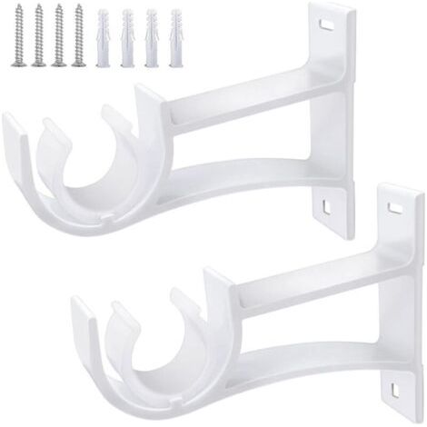 Lot de 2 supports de tringle à rideaux robustes en métal blanc de 25 mm pour tringles à rideaux de 25 à 30 mm (1/5)