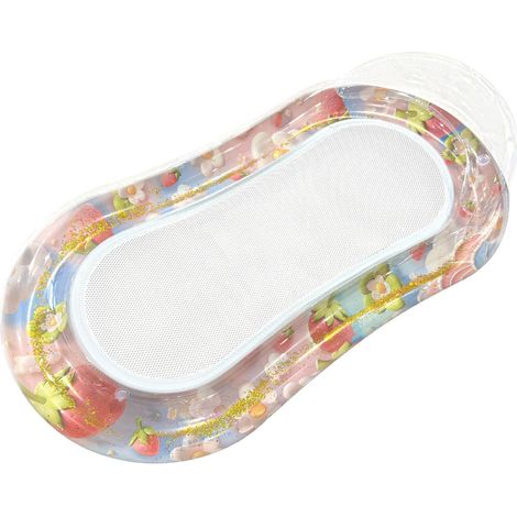 Radeau gonflable flottant, en tissu PVC à paillettes écologique, chaise longue flottante avec coussin, idéale pour les loisirs aquatiques au bord de la piscine, confortable et esthétique.