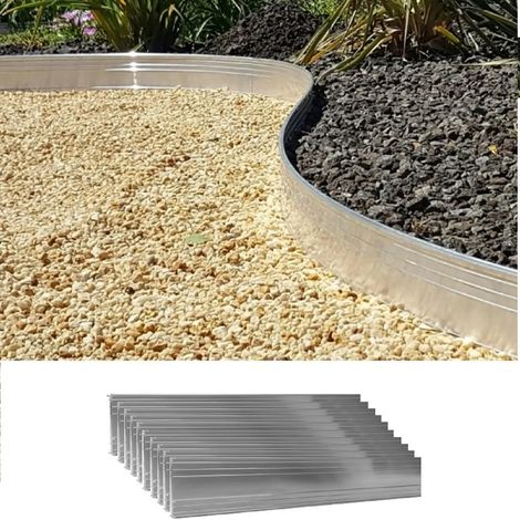 Set di 10 bordure per aiuole ultra resistenti in alluminio 24cm x 100cm Aiuole giardino Bordure per giardino, colore: senza colore (1/5)