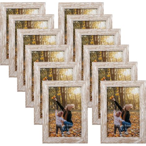 Cadre Photo 10x15 cm Lot de 12, Cadre Photo Mural et à Poser pour Chambre, Bureau, Salon et Gallerie, Rustique (1/5)