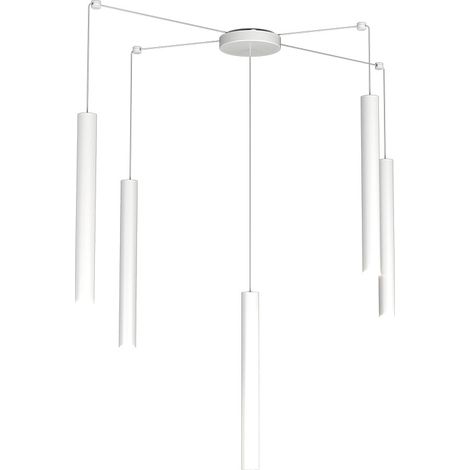 Sospensione Moderna Round Tube Metallo Bianco 5 Luci Gu10 (1/4)