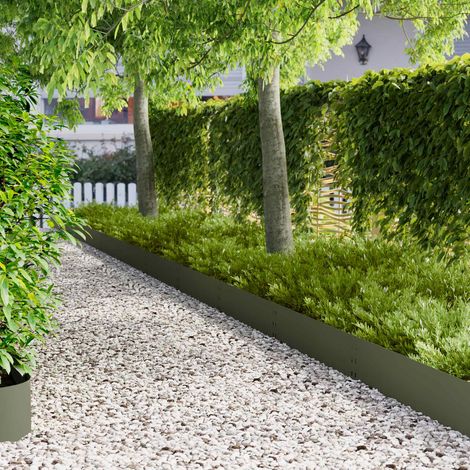 vidaXL Bordura per Prato 10 pz 100 x 25 cm Acciaio Verde Oliva