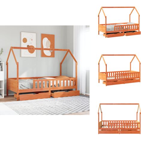 Cadre de lit enfants avec tiroirs sans matelas 80x200 cm bois - Cadre De Lit Pour Enfant - Cadres De Lit Pour Enfant - Lit Pour Enfant - Lit Pour Bambin (1/5)
