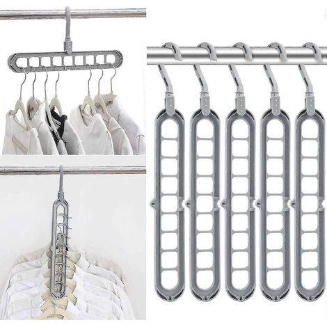 2024 - Organisateur de cintres, cintres multifonctionnels en plastique de qualité supérieure, ouverture en forme de S, crochet pivotant à 360°