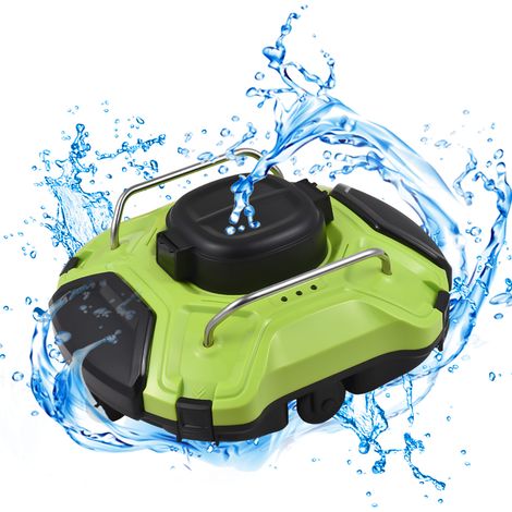 Robot Piscine, Double Moteur Nettoyeur de Piscine, Autonomie de 110 Minutes, Compact et Léger Aspirateur Piscine sans Fil, Idéal pour Piscines à Fond Plat