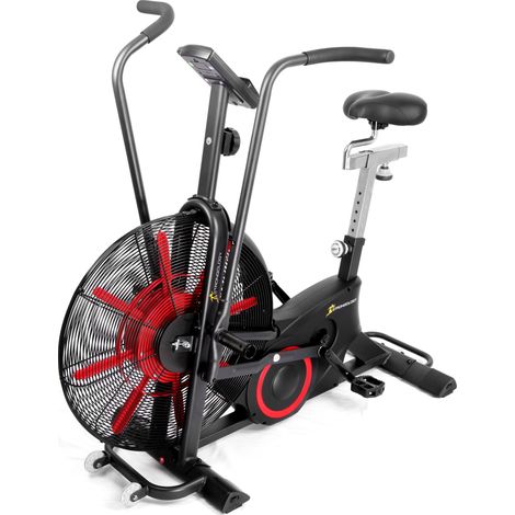 Strongology TITANIUM Assault Bike Adjustable Resistance Dual Belt Magnetic 24" Fan Professional Air Bike with Clear LCD Display (1/5)
