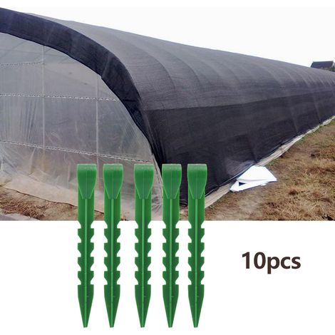 10 supports de serre, piquets de fixation pour filet anti-insectes, accessoires de fixation pour poteaux en plastique (1/5)