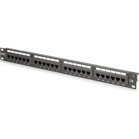 Panneau de Brassage Cat 6 - 24 Ports RJ45 - Acier Galvanisé - Montage Rack 19 Pouces 1U - Noir (1/5)