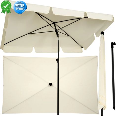 Sombrilla de balcón color crema, rectangular, de 200 x 130 cm, para terraza. (1/5)