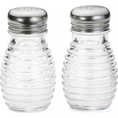 Salière et Poivrière Verre Design Abeille Couvercles Acier Inoxydable Lot de 2 - (1/5)