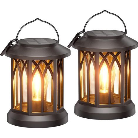 Lanternes solaires extérieures imperméables, Lumières solaires accrochées lumineuses mises à niveau pour l'extérieur, LED d'éclairage de lanternes solaires pour jardin Patio Yard 2Pack,Lumière chaude (1/5)