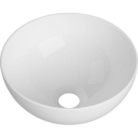 Lavabo à poser salle de bain rond en céramique blanc Granitan Neso 1 pièce (1/5)