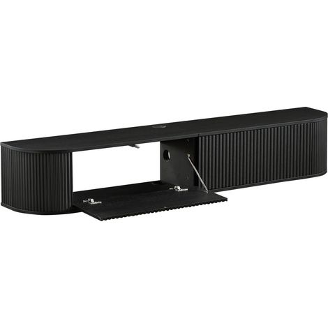 Meuble TV suspendu 180 cm avec grand rangement, câble passe-câbles intégré, pour téléviseurs 50 à 80 pouces (1/5)