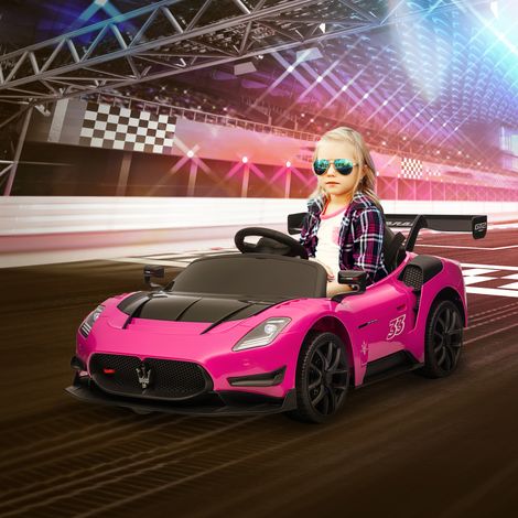 Coche Eléctrico para Niños de +3 Años Maserati GT2 con Mando a Distancia Faros LED Bocina Música Ruedas Auxiliares Rosa (1/5)