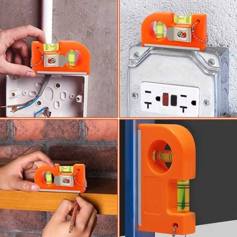 2 PCS Niveau Magnétique de Poche Horizontal Vertical Mini Niveau à Bulle de Précision avec Porte-clés,854520mm (1/5)