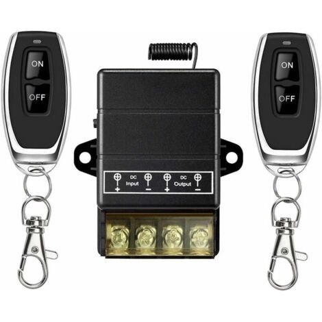 Commutateur de télécommande,relais à relais DC 12V / 24V / 48V / 72V / 30A pour les alarmes anti-vol, porte à enrouleur de systèmes de sé (Remote Switch Black)