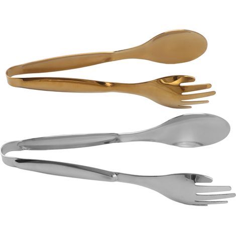 Lot de 2 pinces à cuillère et fourchette, petites pinces de service en acier inoxydable, pinces à salade pour pâtisserie, buffet, accessoires de cuisine (1/4)