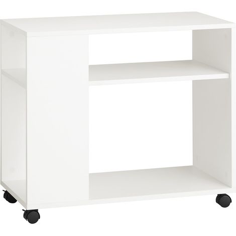SoBuy FBT34-W,Tavolino basso da salotto con ruote,Mobile multiuso