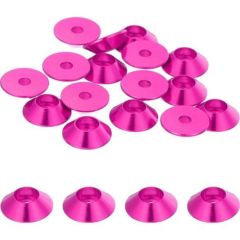 20 Pièces Rondelles à Tête Fraisée, Rondelles de Tasse M2 x 8.5 mm, Rondelle Fraisée, Rondelle Boulon En Aluminium Pour vis à tête, tige filetée, Accessoires, Rose fuchsia (1/5)