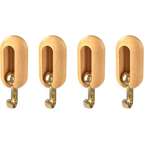 4 Crochets Adhésifs Multifonctionnels Style Moderne Minimaliste Porte-manteaux Mural Bois Naturel Forte Charge Sans Percer (1/5)