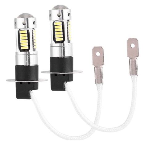 Paire de phares de voiture LED blancs H3 4014, ampoule DRL antibrouillard, lampe DC 12V (1/5)