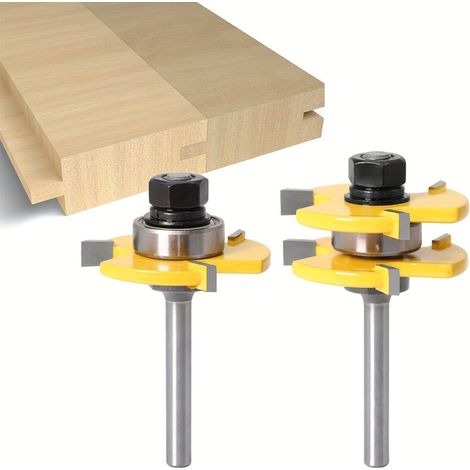 2-teiliges Zapfenverbindungsmesser, 3-Zahn-Viertelgriff-T-förmiges Zapfenverbindungs-Quadratzahn-Bodenpuzzlemesser, Holzbearbeitungswerkzeuge (1/4)