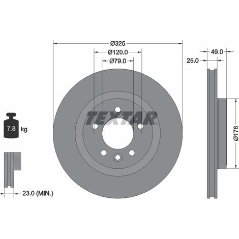 Lot de 2 Disques de frein Textar 92307803 LAND ROVER LR084067 LR161897