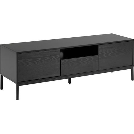 Mueble TV Norsica Sevferi 122, Cenizas negro + Negro, Número de puertas: 2, Número de cajones: 1, 140x45x40cm (1/5)