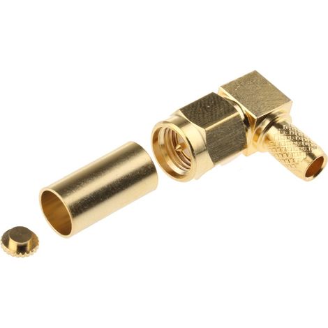 Connecteur coaxial RS PRO Mâle à angle droit, raccordement A sertir 50O Montage sur câble ( Prix pour 1 ) (1/2)