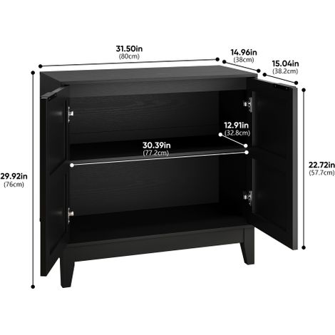 Buffet sculpté de style vintage — Meuble de rangement décoratif à 2 portes, doté d'étagères réglables — Mobilier en bois décoratif avec rangement intégré, idéal pour salon, cuisine ou salle à manger