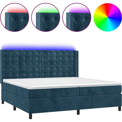 Maison Exclusive - Sommier à lattes de lit matelas et LED Bleu foncé 200x200 cm (1/5)