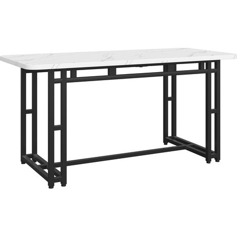 Mesa de comedor 140 x 80 cm de MDF con patas de metal negro, estilo moderno (1/5)